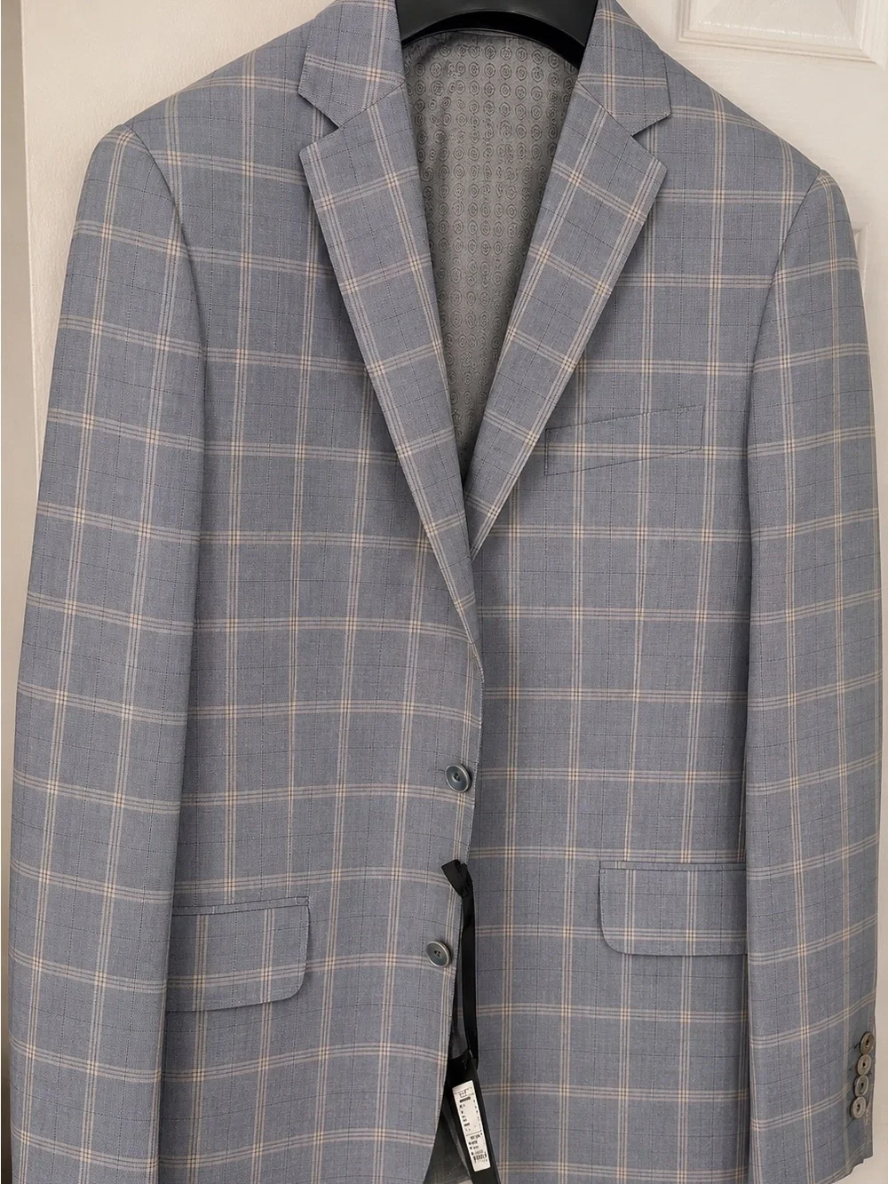AND Light Blue Windowpane Sport Coat with Cream Check